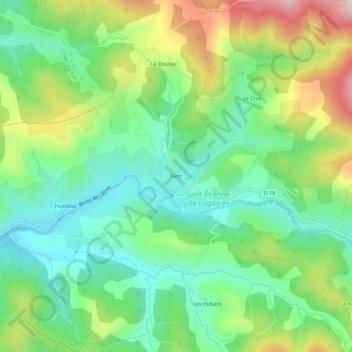 Mapa topográfico Ranc, altitud, relieve