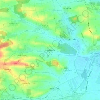 Mapa topográfico Unterlappach, altitud, relieve