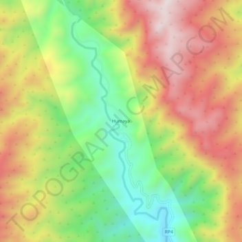 Mapa topográfico Humaya, altitud, relieve