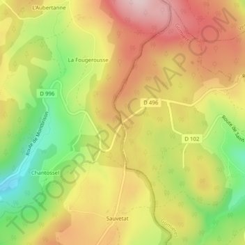 Mapa topográfico Col des Limites, altitud, relieve