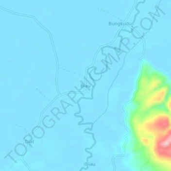 Mapa topográfico Biau, altitud, relieve