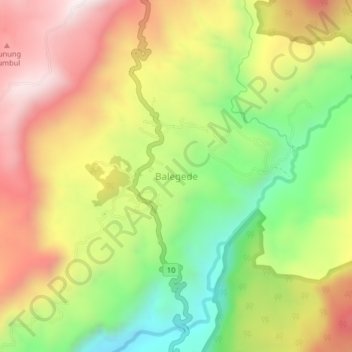 Mapa topográfico Balegede, altitud, relieve