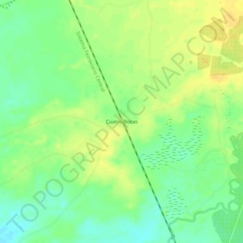 Mapa topográfico Cuatro Bocas, altitud, relieve