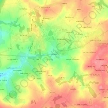 Mapa topográfico Le Ridor, altitud, relieve