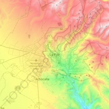 Mapa topográfico La Paz, altitud, relieve