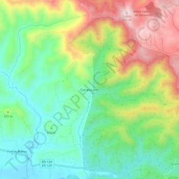 Mapa topográfico Carrasqueiro, altitud, relieve