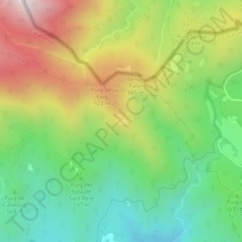 Mapa topográfico Castell de Cabrera, altitud, relieve