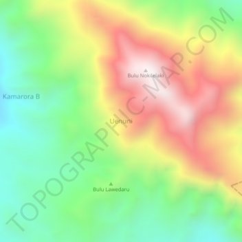 Mapa topográfico Uenuni, altitud, relieve