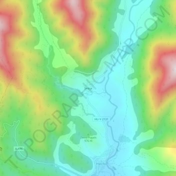 Mapa topográfico Siresa, altitud, relieve