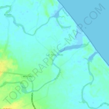 Mapa topográfico Las Higueras, altitud, relieve