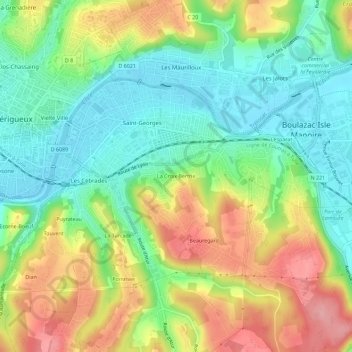 Mapa topográfico La Croix Bertrix, altitud, relieve