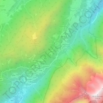 Mapa topográfico Casera, altitud, relieve