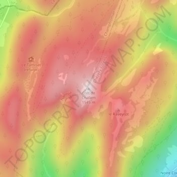 Mapa topográfico Crêt de Chalam, altitud, relieve