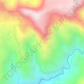 Mapa topográfico Pueblo Hondo, altitud, relieve