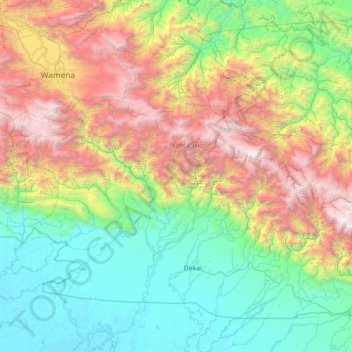 Mapa topográfico Distrik Lolat, altitud, relieve