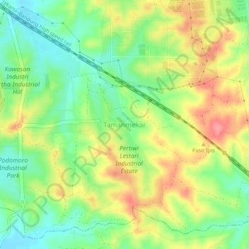 Mapa topográfico Tamanmekar, altitud, relieve