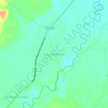 Mapa topográfico Tanjung Medan, altitud, relieve