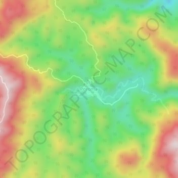 Mapa topográfico Poroma, altitud, relieve