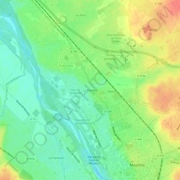 Mapa topográfico La Rigollée, altitud, relieve