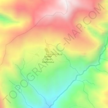 Mapa topográfico Kwelamdua, altitud, relieve