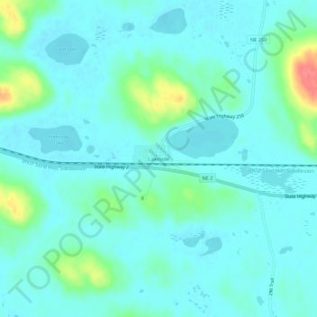Mapa topográfico Lakeside, altitud, relieve