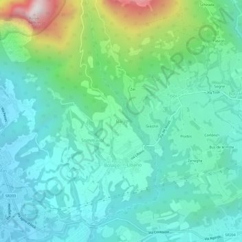 Mapa topográfico Barp, altitud, relieve