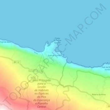 Mapa topográfico Fajã do Ouvidor, altitud, relieve