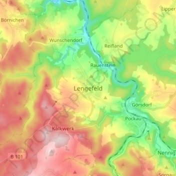 Mapa topográfico Lengefeld, altitud, relieve