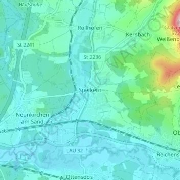 Mapa topográfico Speikern, altitud, relieve