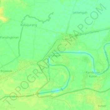 Mapa topográfico Jatitujuh, altitud, relieve