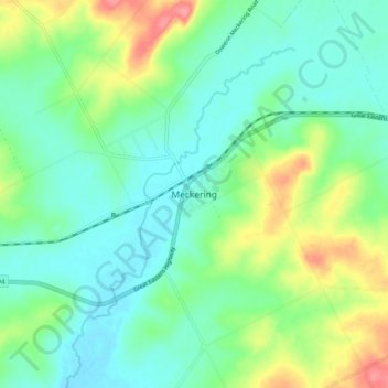 Mapa topográfico Meckering, altitud, relieve