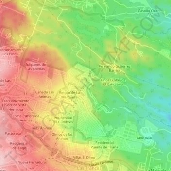 Mapa topográfico Paseo de la Reina, altitud, relieve