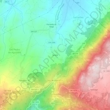 Mapa topográfico Sesmil, altitud, relieve