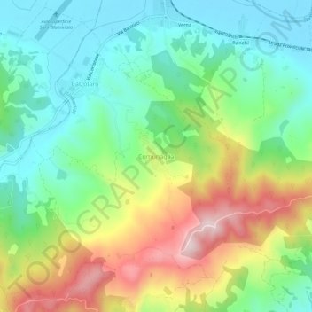 Mapa topográfico Comunaglia, altitud, relieve
