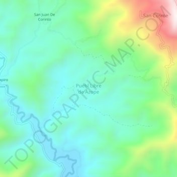 Mapa topográfico Puebl Libre de Azope, altitud, relieve