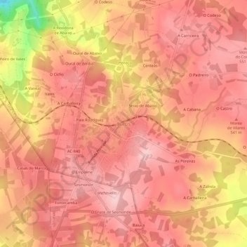 Mapa topográfico Curtis, altitud, relieve