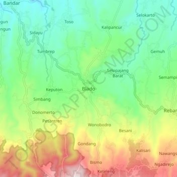 Mapa topográfico Blado, altitud, relieve
