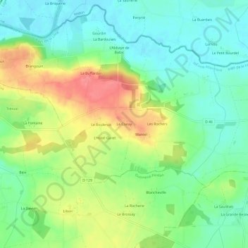 Mapa topográfico Le Claray, altitud, relieve
