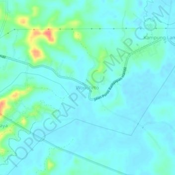 Mapa topográfico Wonotirto, altitud, relieve