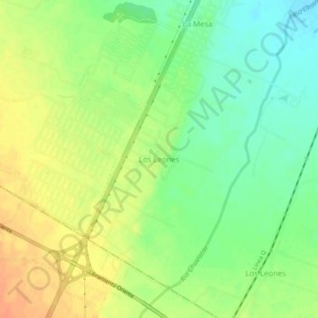 Mapa topográfico Los Leones, altitud, relieve