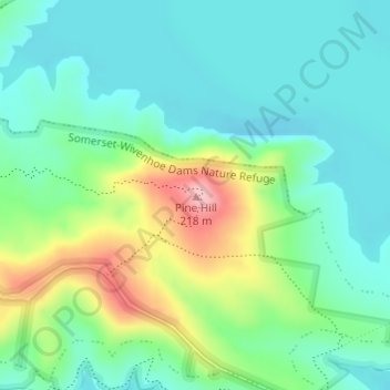 Mapa topográfico Pine Hill, altitud, relieve