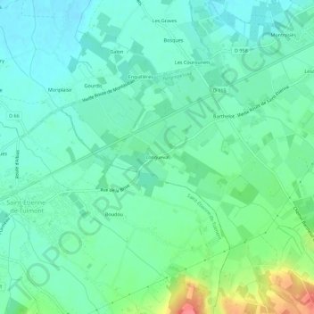 Mapa topográfico Longueval, altitud, relieve