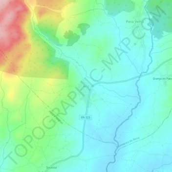 Mapa topográfico Ariz, altitud, relieve