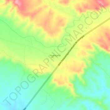 Mapa topográfico Huarejana, altitud, relieve