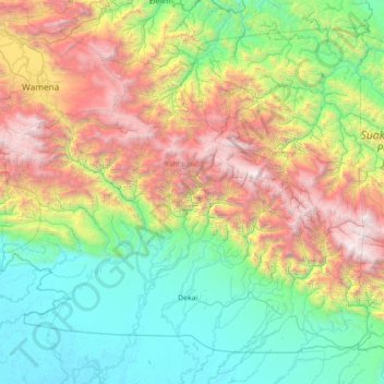 Mapa topográfico Distrik Soloikma, altitud, relieve