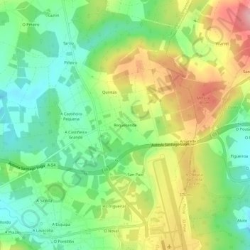 Mapa topográfico Requesende, altitud, relieve