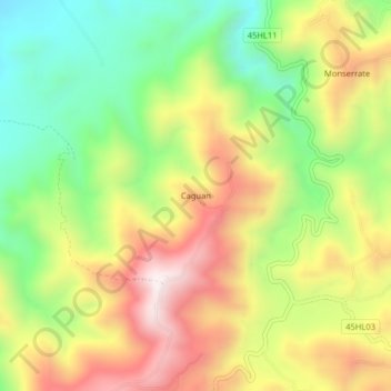 Mapa topográfico Caguan, altitud, relieve