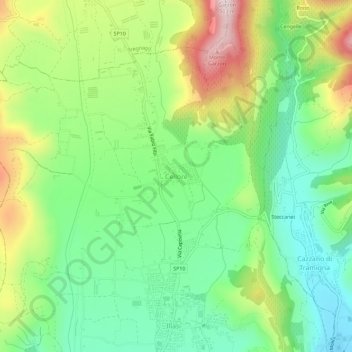 Mapa topográfico Cellore, altitud, relieve