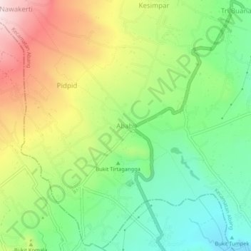 Mapa topográfico Ababi, altitud, relieve