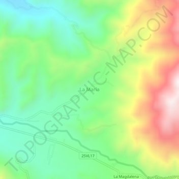 Mapa topográfico La María, altitud, relieve